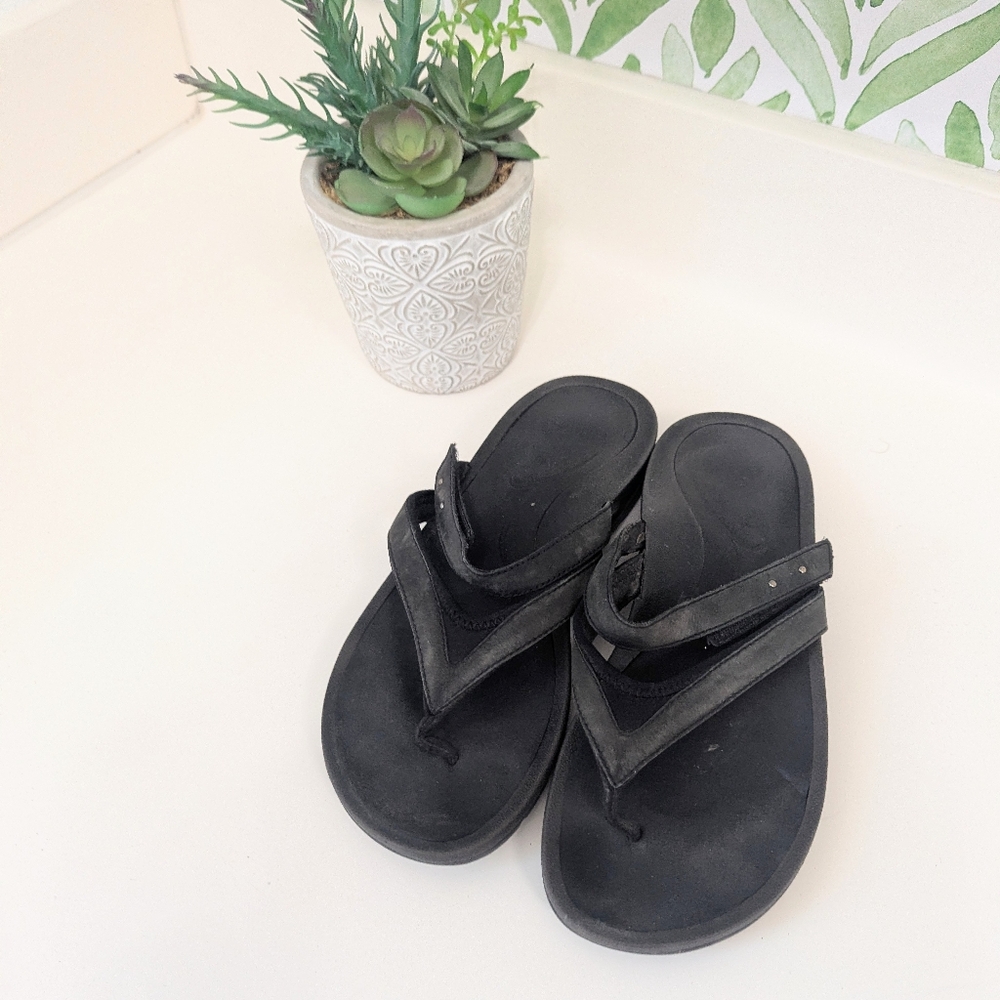 Abeo Women's Double Strap Sandals Leather Black 7 Comfort Walking Active